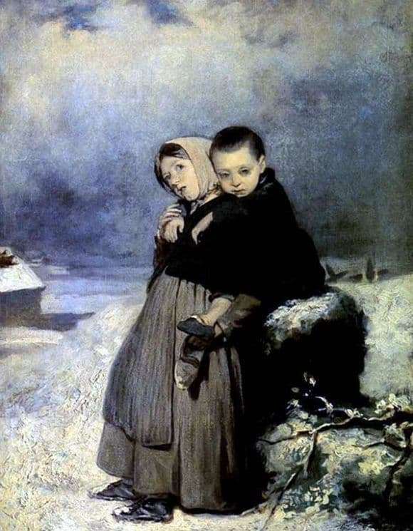 Description of the painting by Vasily Perov Orphaned children in the cemetery
