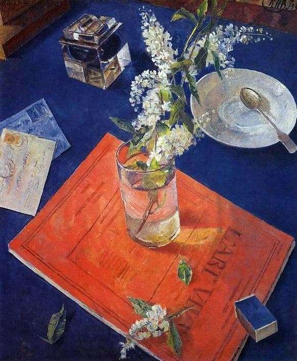 Description of the painting by Kuzma Petrov Vodkin Prunus in a glass
