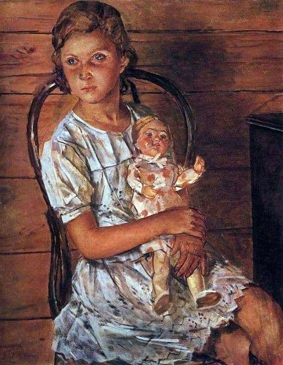Description of the painting by Kuzma Petrov Vodkin Girl with a doll