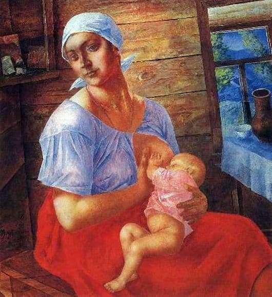 Description of the painting by Kuzma Petrov Vodkin Mother
