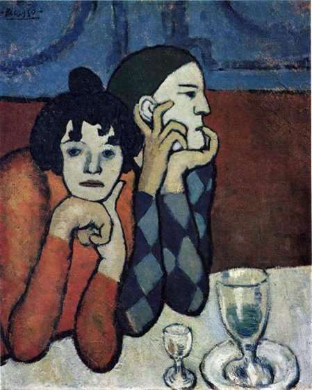 Description of the painting by Pablo Picasso Harlequin and his girlfriend
