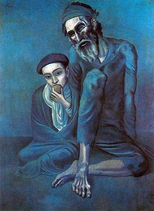 Description of the painting by Pablo Picasso Beggar Old Man with a Boy