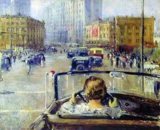 Description of the painting by Yuri Pimenov New Moscow