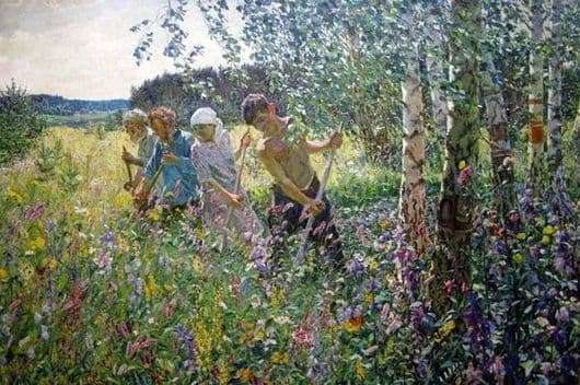 Description of the painting by Arkady Plastov Haymaking