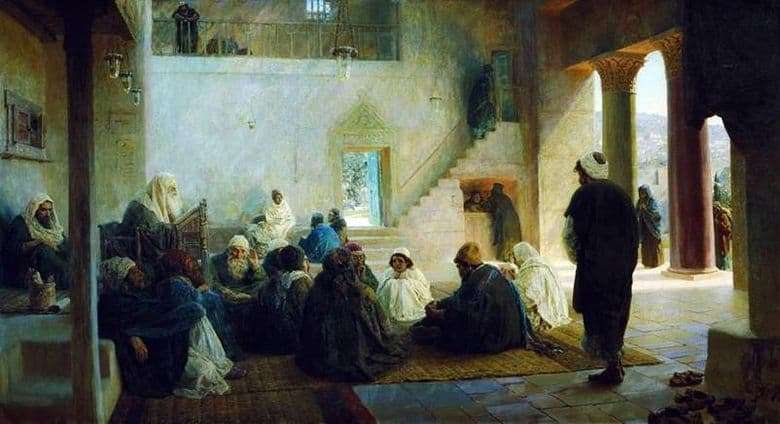 Description of the painting by Vasily Polenov Among the teachers
