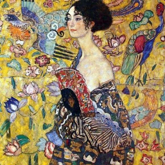 Description of the painting by Gustav Klimt Lady with a Fan