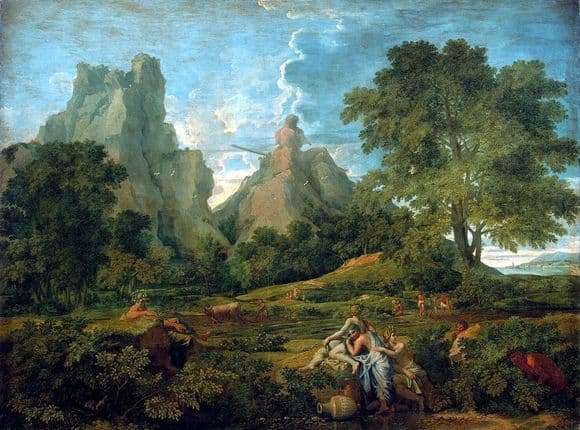 Description of the painting by Nicolas Poussin Landscape with Polyphemus