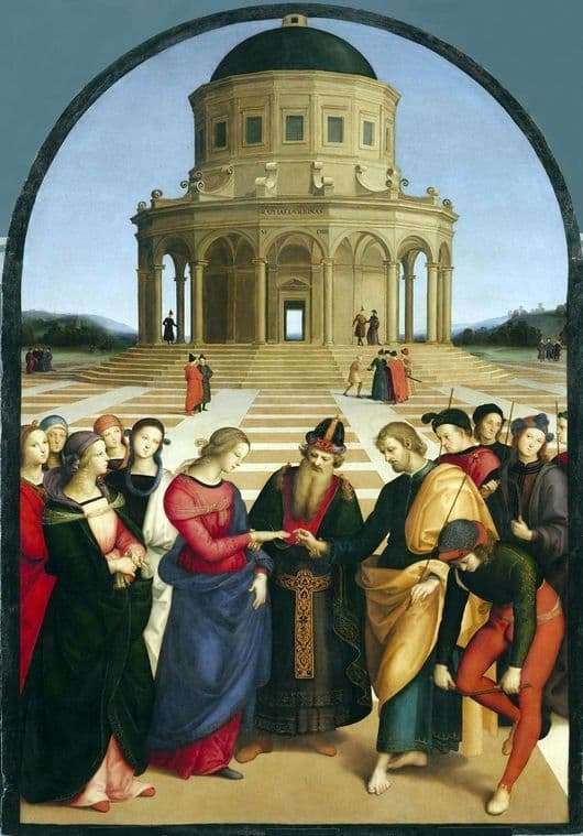 Description of the painting by Raphael Santi The betrothal of the Virgin Mary