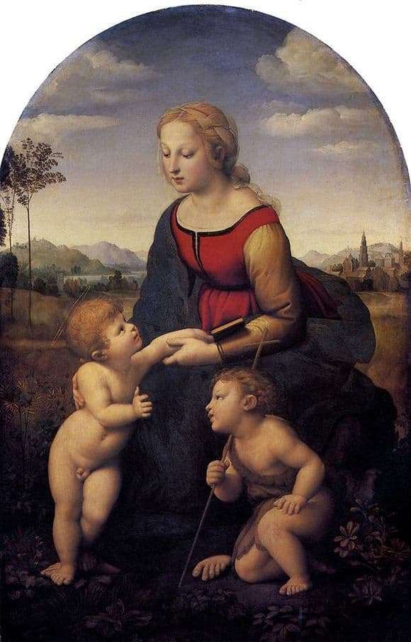 Description of the painting by Raphael Santi Beautiful gardener (Madonna and Child with John the Baptist)