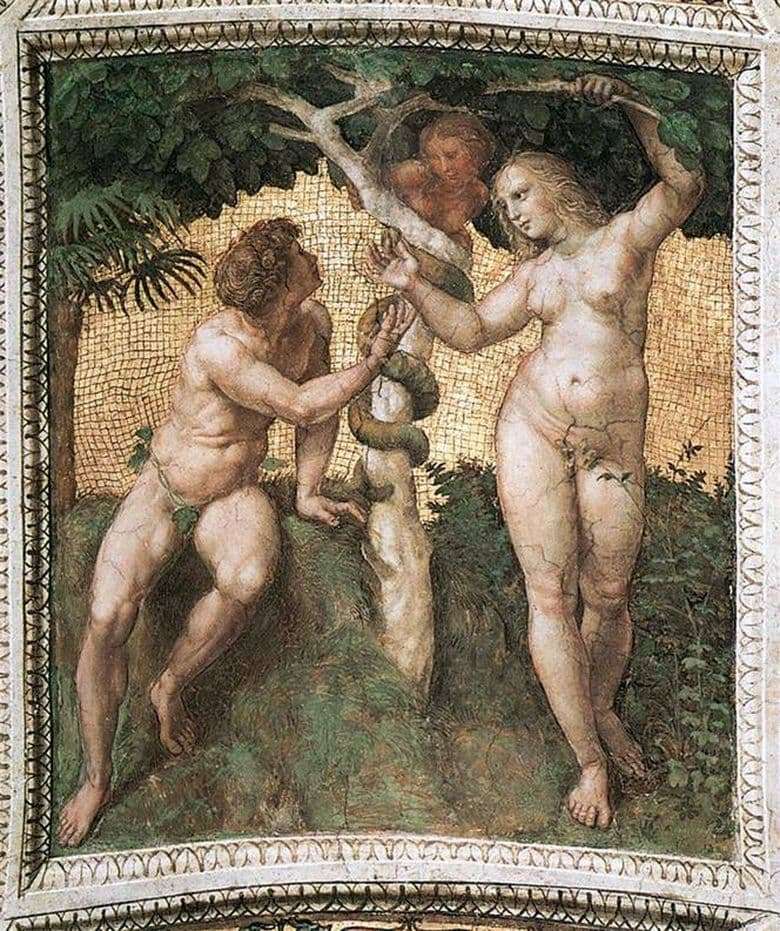 Description of the painting by Raphael Santi Adam and Eve