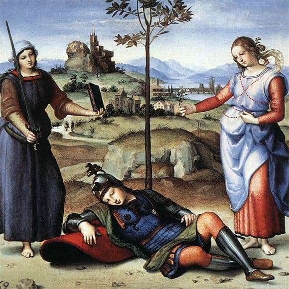 Description of the painting by Raphael Santi Dream of a Knight
