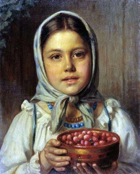Description of the painting by Nikolai Rachkov Girl with berries