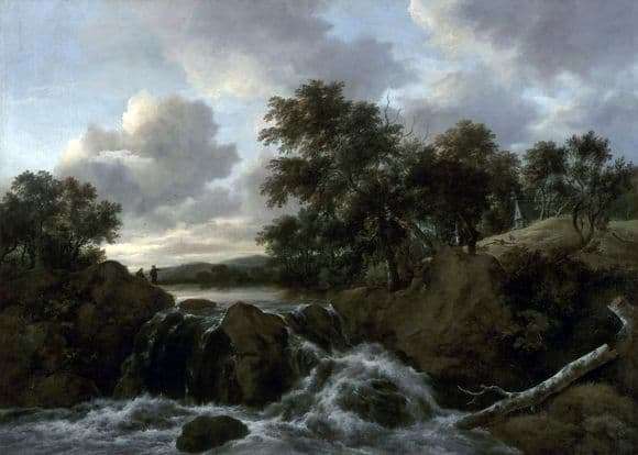 Description of the painting by Jacob Isaac Ruisdael Landscape with a waterfall