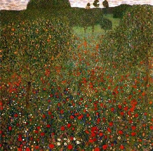 Description of the painting by Gustav Klimt Poppy field