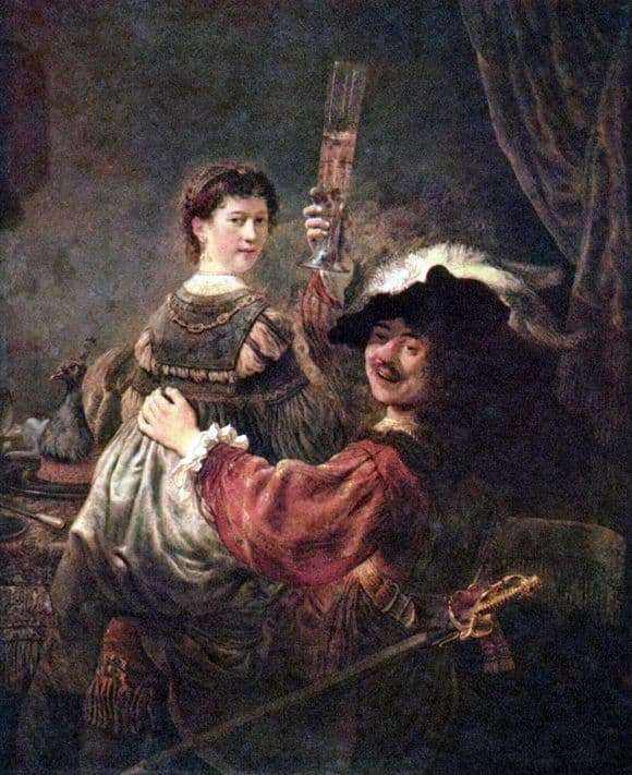 Description of the painting by Rembrandt Harmens van Rijn Self portrait with Saskia