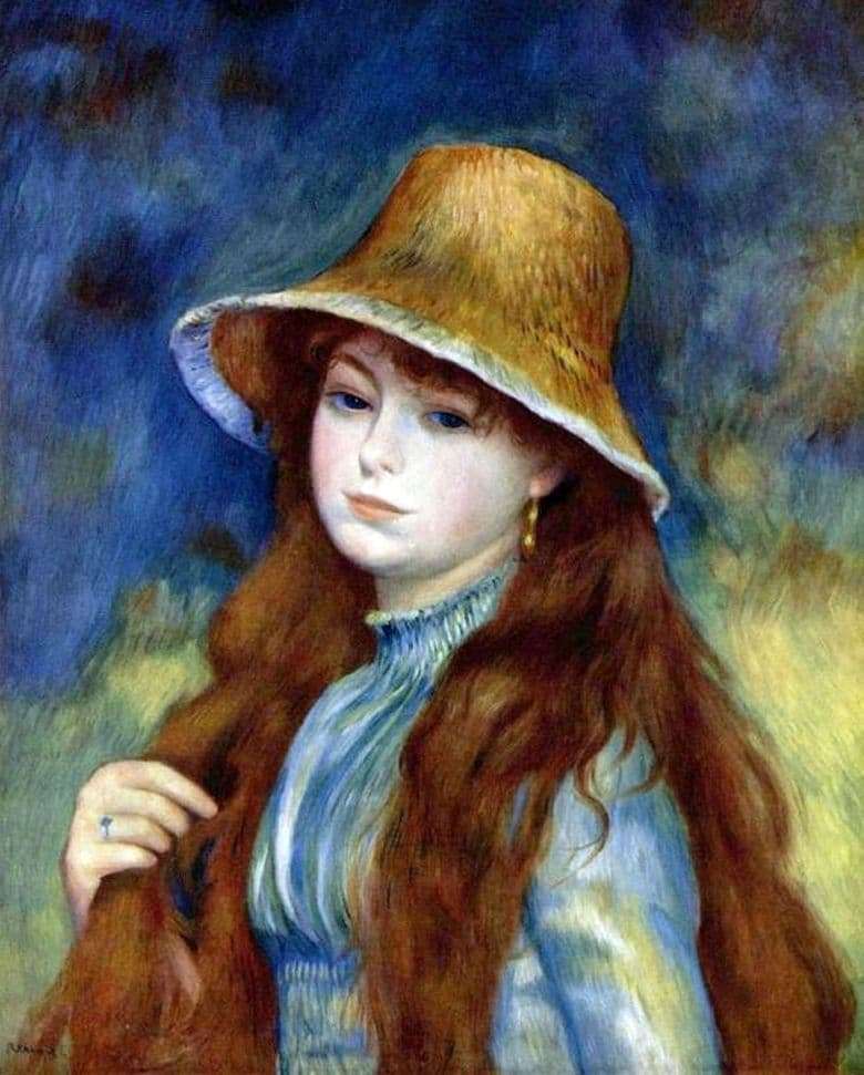 Description of the painting by Pierre Auguste Renoir Girl in a straw hat