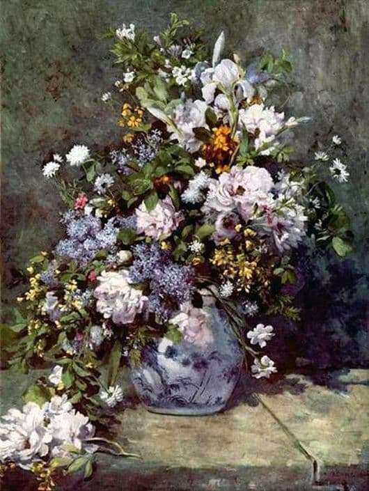 Description of the painting by Pierre Auguste Renoir Vase with flowers (Spring bouquet)