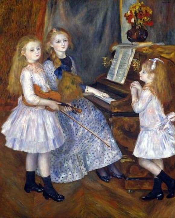 Description of the painting by Pierre Auguste Renoir Daughters of Catullus Mendes at the piano