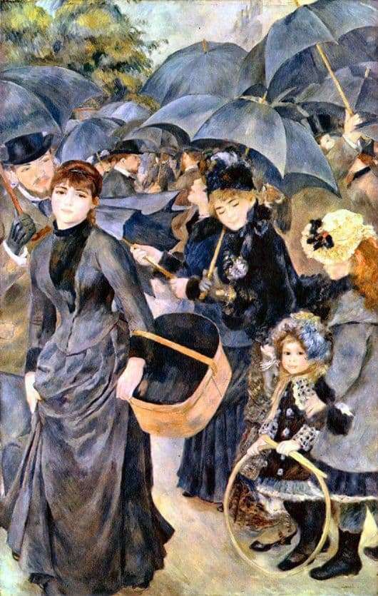 Description of the painting by Pierre Auguste Renoir Umbrellas