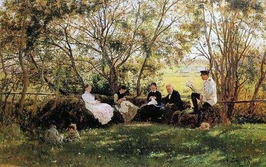 Description of the painting by Ilya Repin On the sod bench