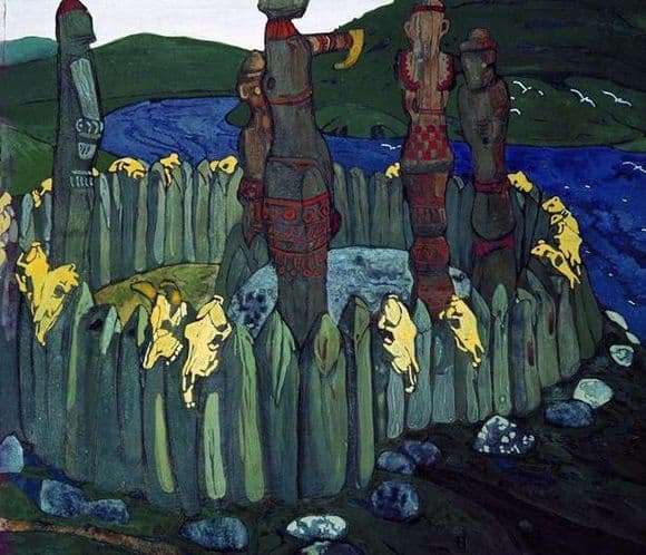 Description of the painting by Nicholas Roerich Idols