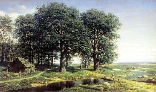 Description of the painting by Mikhail Konstantinovich Klodt von Yurgensburg Oak Grove