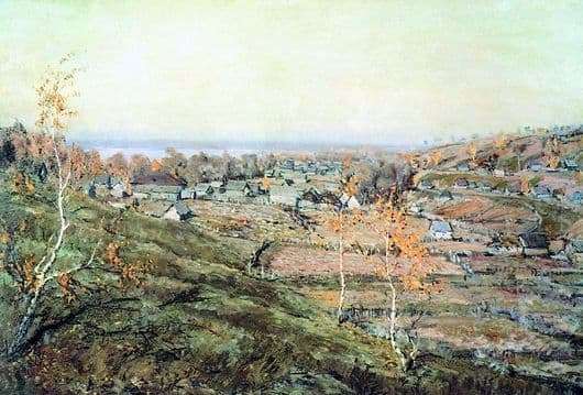 Description of the painting by Nicholas Romadin Village Khmelevka