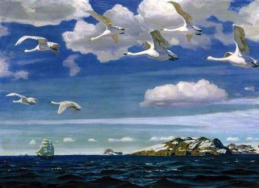 Description of the painting by Arkady Rylov In the blue expanse