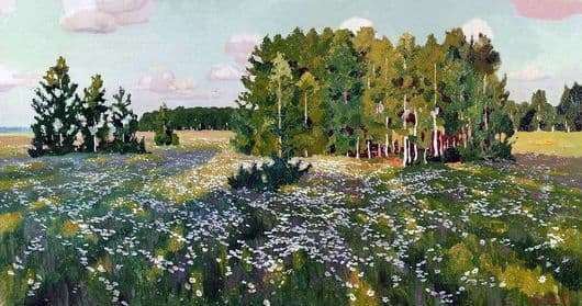 Description of the painting by Arkady Rylov Flowery Meadow