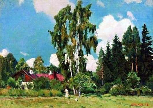 Description of the painting by Arkady Rylov House with a red roof