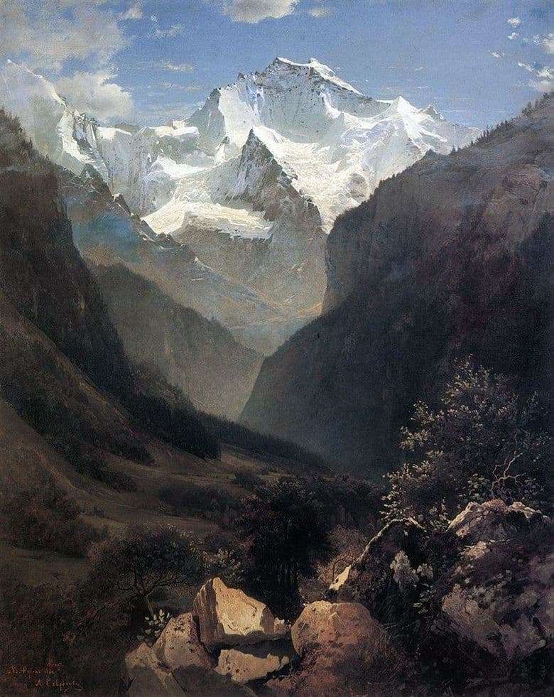Description of the painting by Alexey Savrasov View in the Swiss Alps