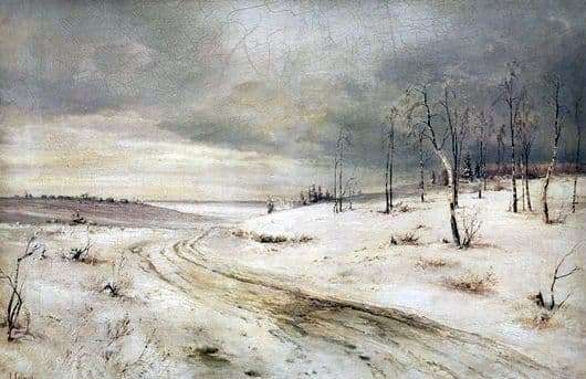 Description of the painting by Alexei Savrasov Winter Road