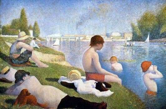 Description of the painting by Georges Seurat Bathing in Anyer
