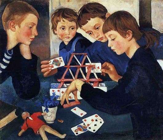 Description of the painting by Zinaida Serebryakova House of Cards