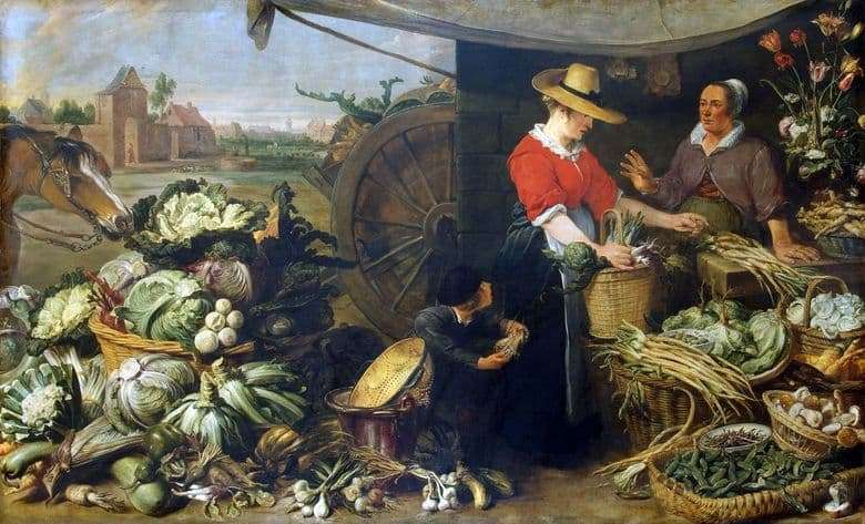 Description of the painting by Frans Snyders Vegetable shop