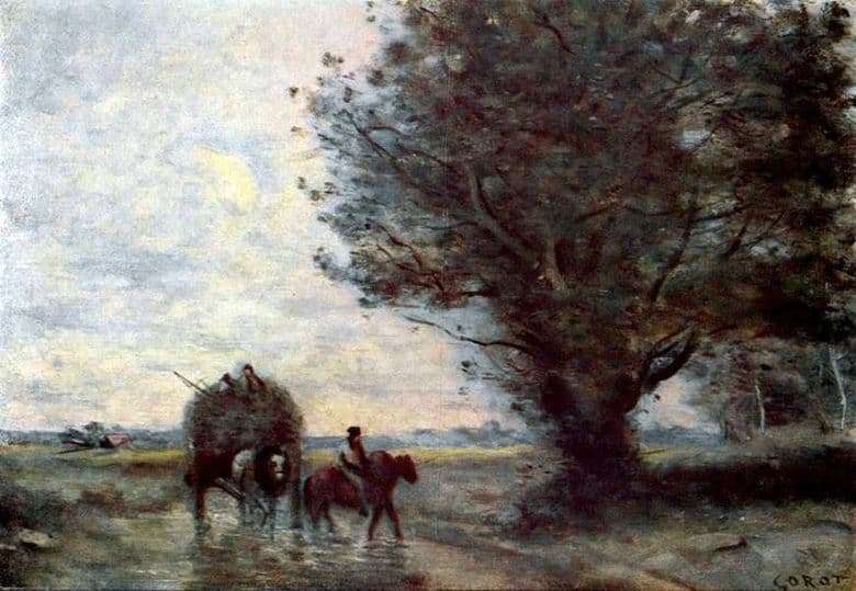 Description of the painting by Jean Baptiste Corot Carts of hay