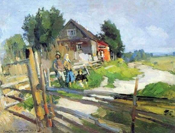 Description of the painting by Konstantin Korovin Landscape with a fence