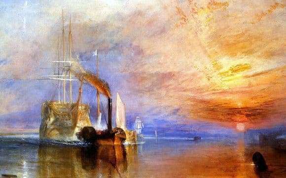 Description of the painting by William Turner The Last Flight of the Brave Ship