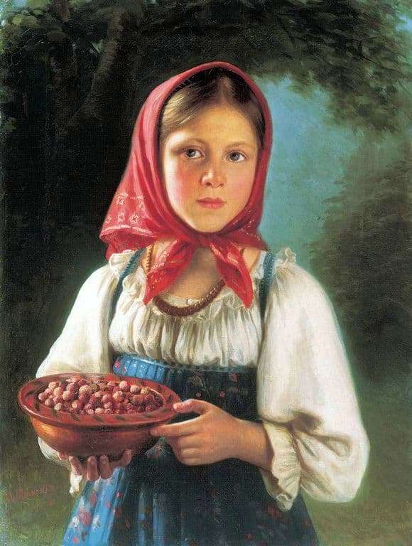 Description of the painting by Vasily Timofeev Girl with berries