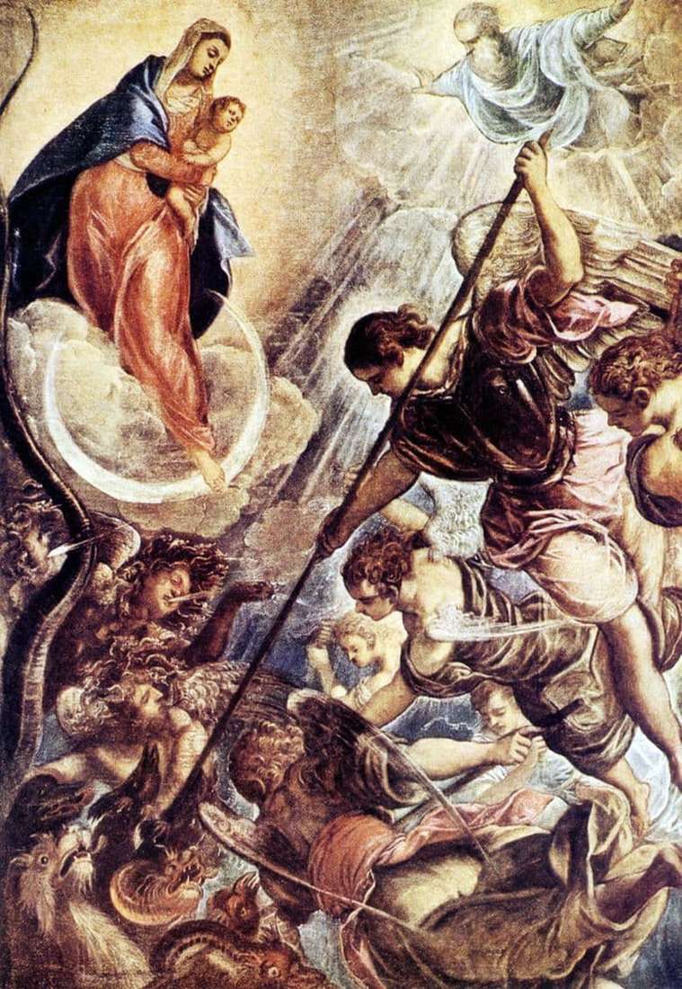 Description of the painting by Jacopo Tintoretto The Battle of Archangel Michael with Satan
