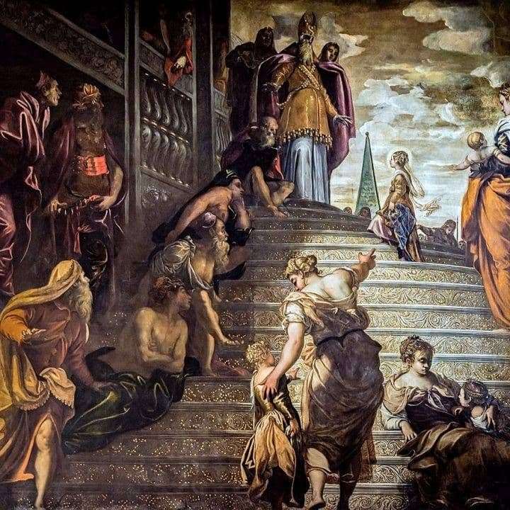 Description of the painting by Jacopo Tintoretto Introduction of Mary to the temple