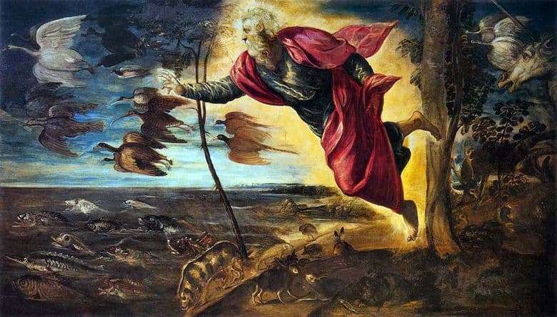 Description of the painting by Jacopo Tintoretto The creation of animals