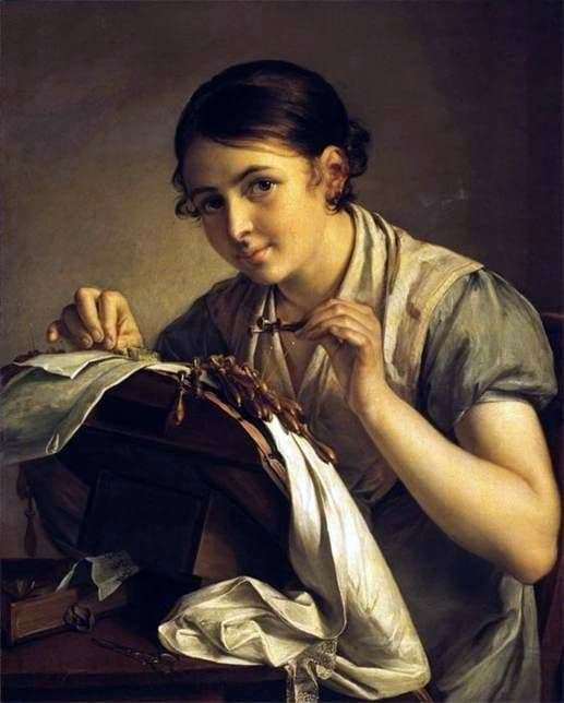 Description of the painting by Vasily Tropinin Lacemaker