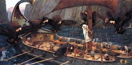 Description of the painting by John Waterhouse Odyssey and sirens