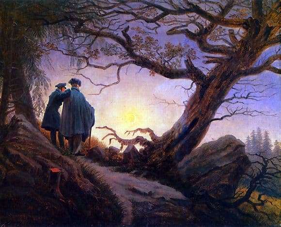 Description of the painting by Caspar David Friedrich Two, contemplating the moon