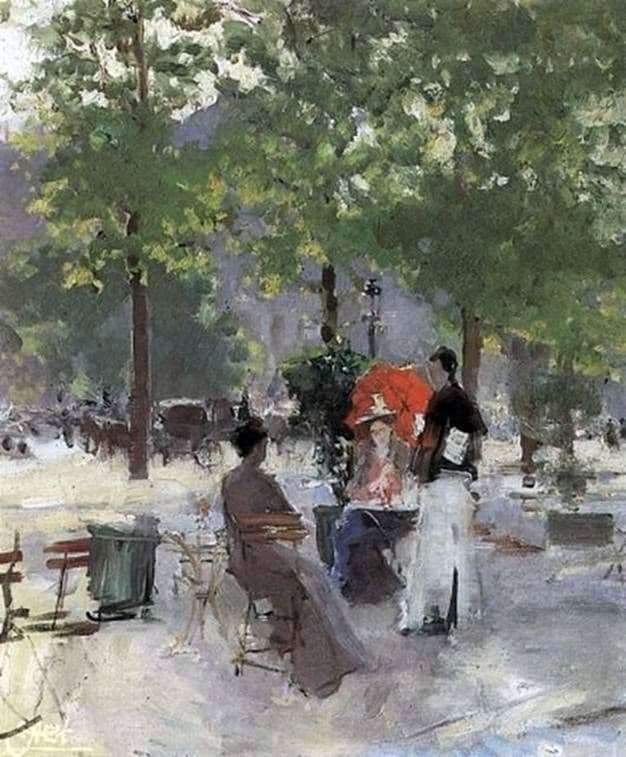 Description of the painting by Konstantin Korovin Paris Cafe