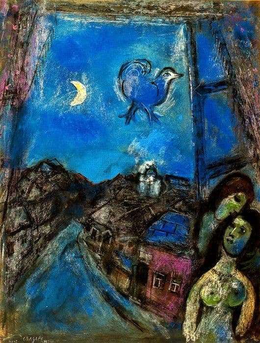 Description of the painting by Marc Chagall Evening at the window