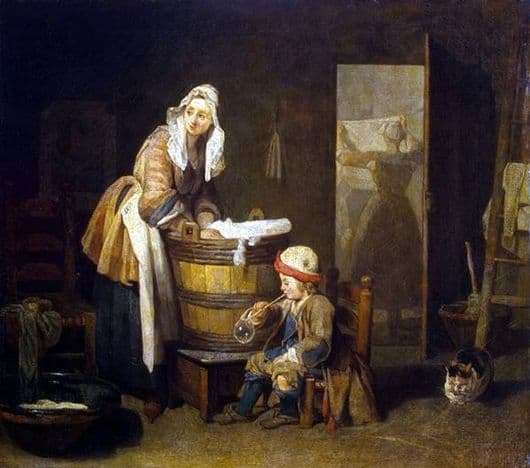 Description of the painting by Jean Baptiste Chardin Laundresses