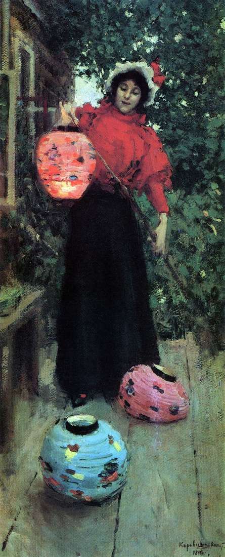 Description of the painting by Konstantin Korovin Paper lanterns