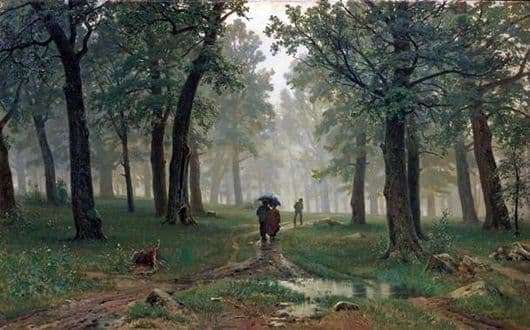 Description of the painting by Ivan Shishkin Rain in an oak forest